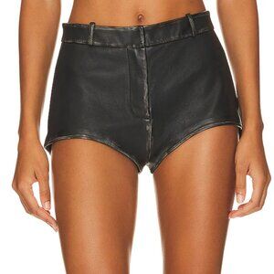 NEW LAMARQUE Annaise Short Black Distress Leather Mini Booty High Waisted Hot